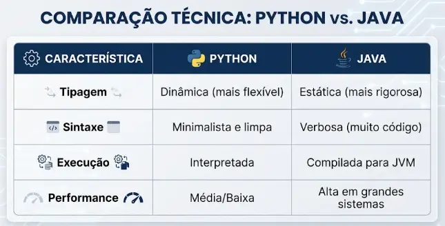 JAVA X PYTHON Comparison Table